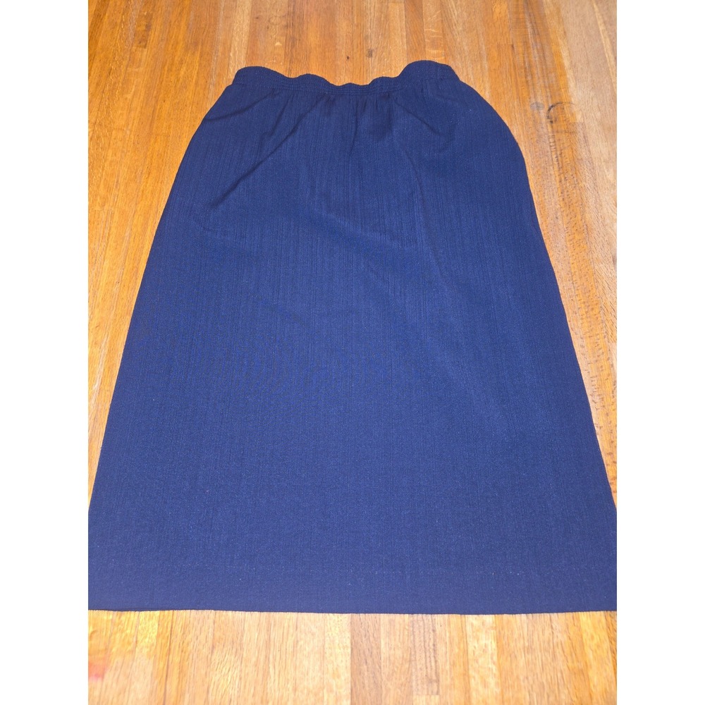 Vintage GW Division of Graff Women 10 Navy Texture Elastic Waist Midi USA Skirt
